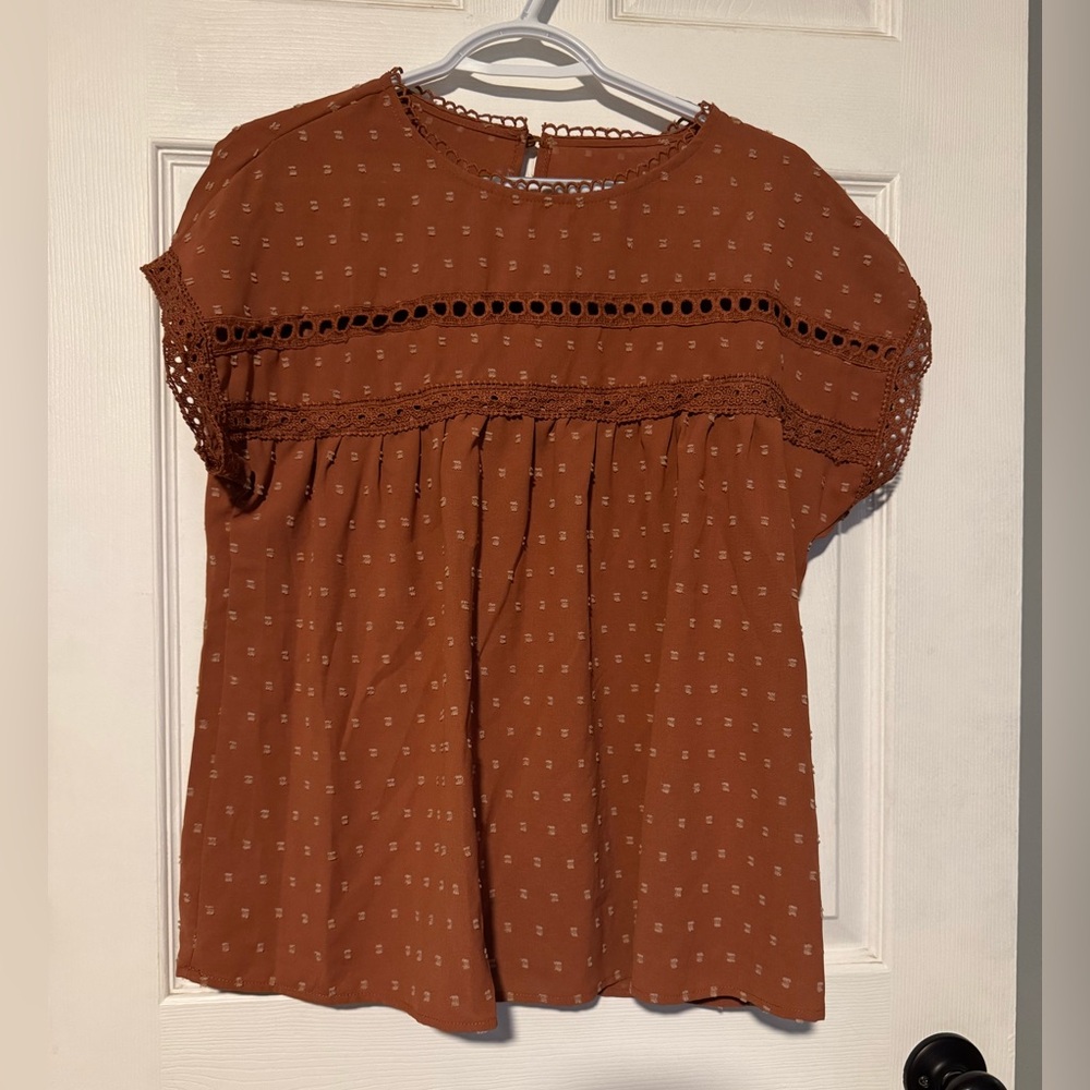 Rust Orange Blouse Top